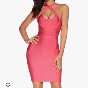 Bandage Bodycon Dress - Pink - Medium